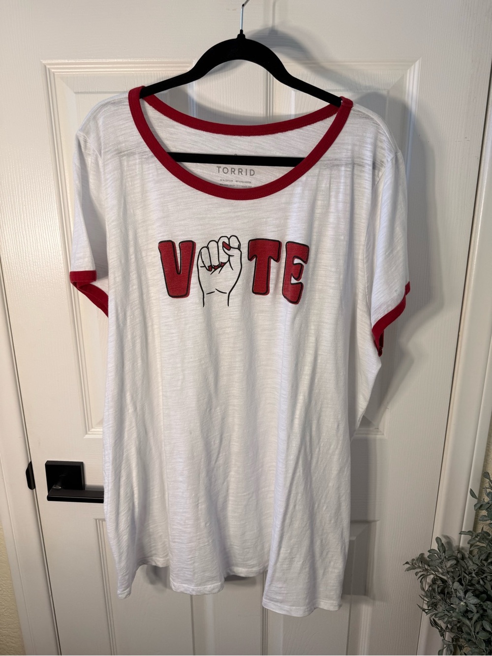 Torrid White & Red VOTE Graphic Ringer Tee - Picture 1 of 6